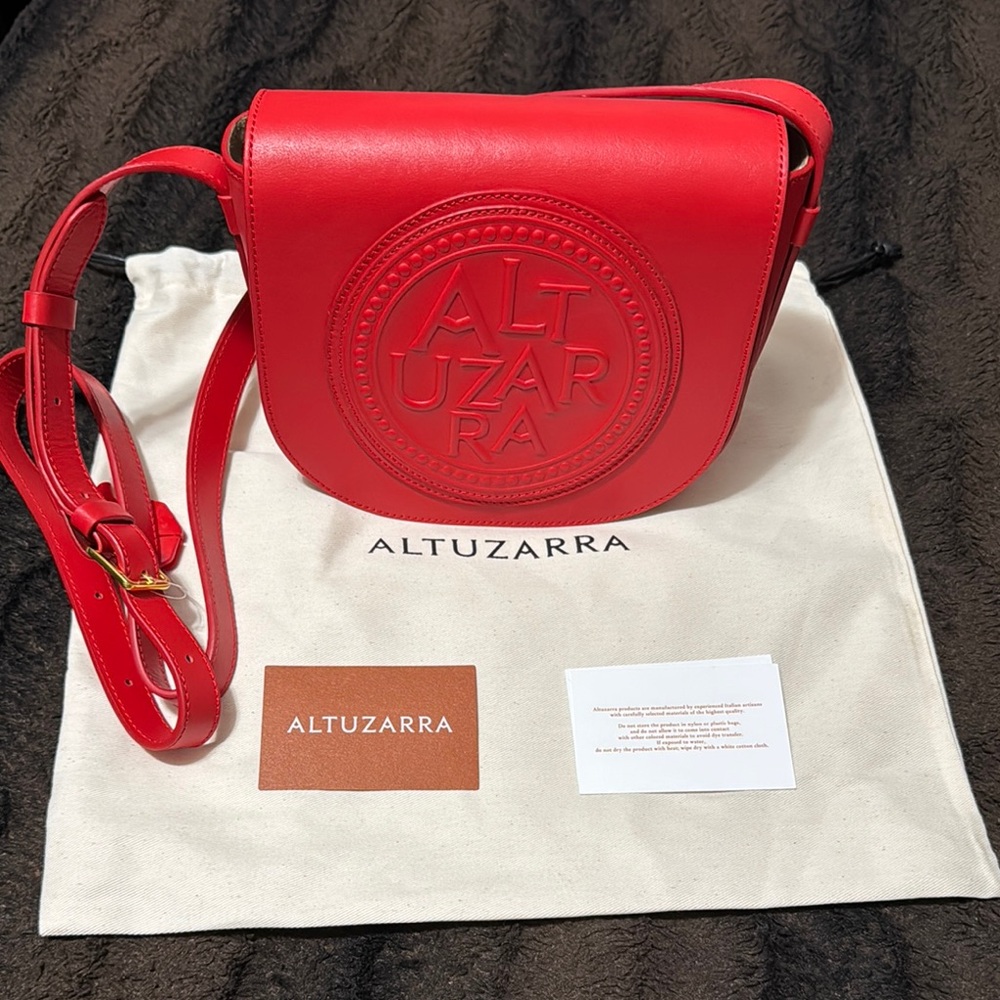 Altuzarra Red Leather Crossbody Bag with Embossed Detail